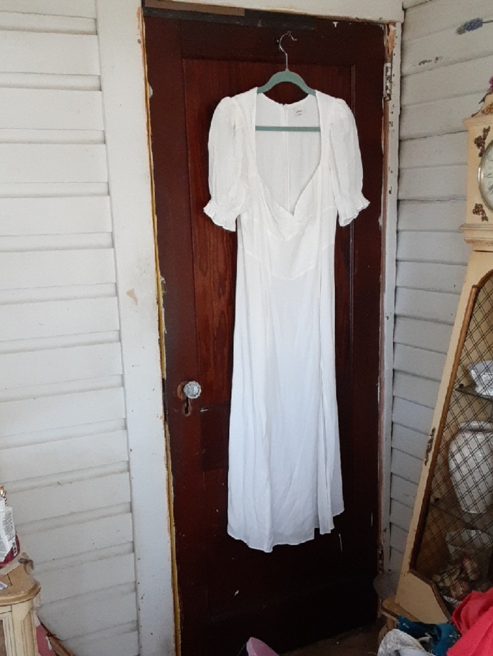Wilfred White Maxi Dress with Puff Sleeves